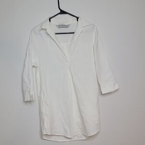 Women's White Sleep Shirt/gown Red Land Cotton